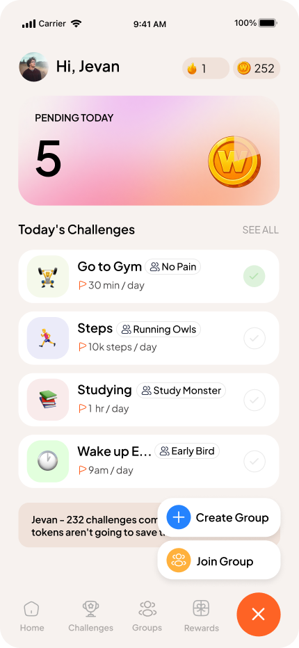 Winnabit app home screen